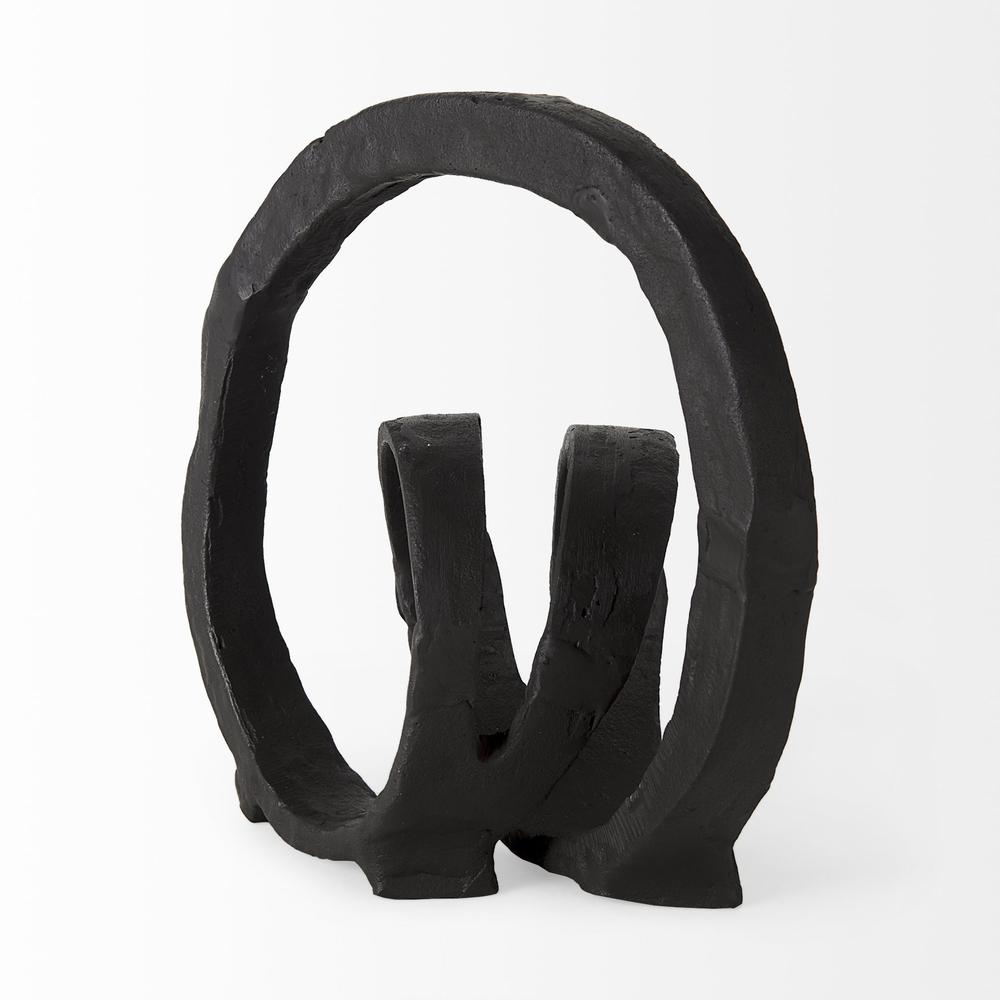 Black Metal Ribbon Loop Sculpture Black. Picture 3