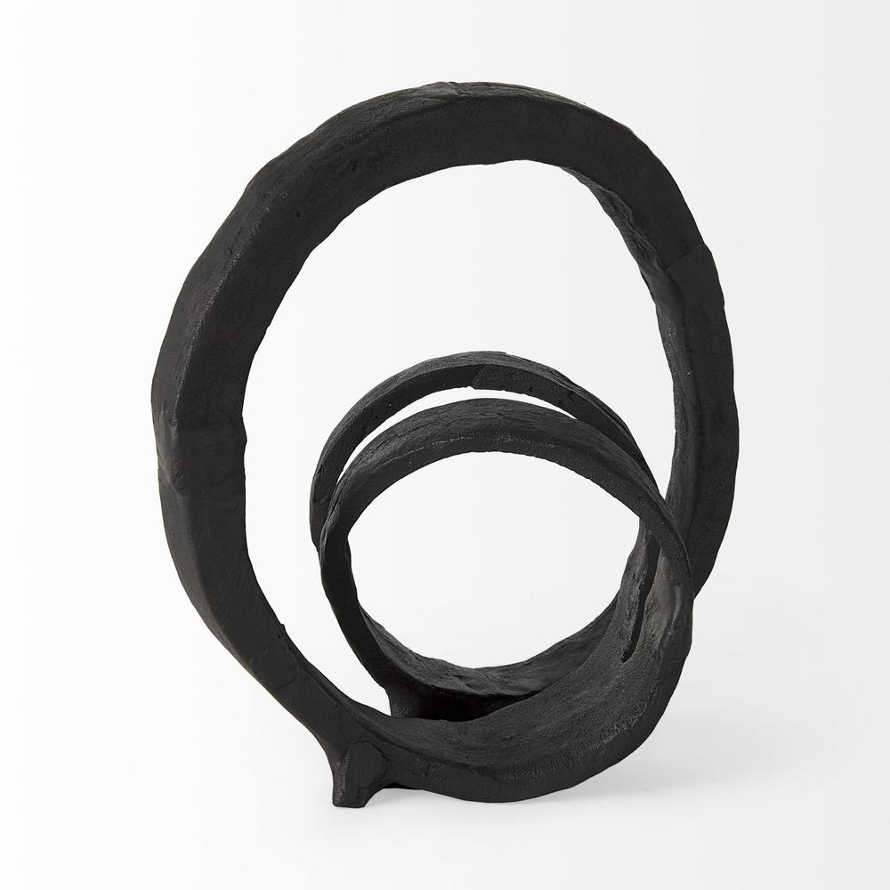 Black Metal Ribbon Loop Sculpture Black. Picture 4