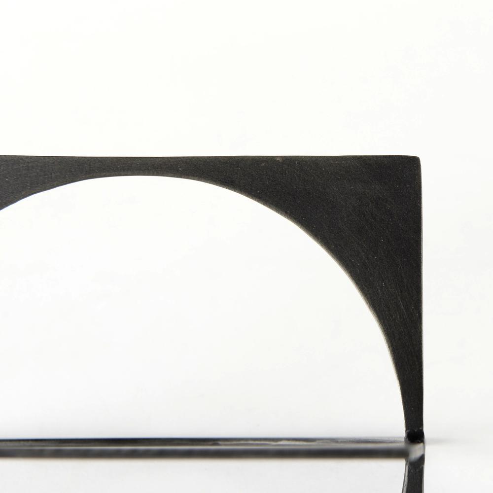 9" Charcoal Gray Metal Circle Square Sculpture Black. Picture 6