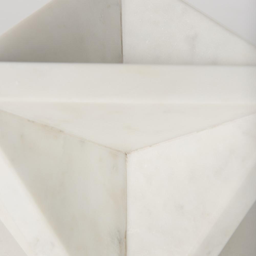White Marble Geometric Square Sculpture White. Picture 6