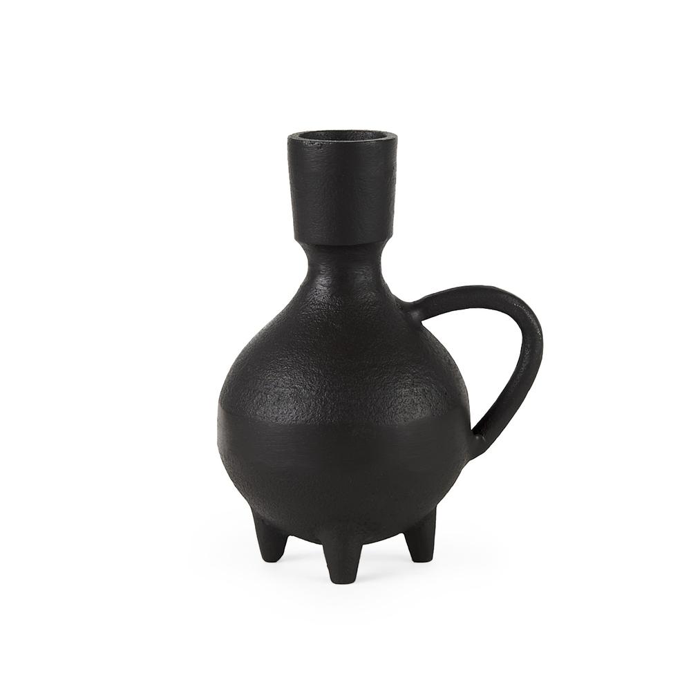 Black Matte Metal Italian Inspired Vase Black. Picture 1
