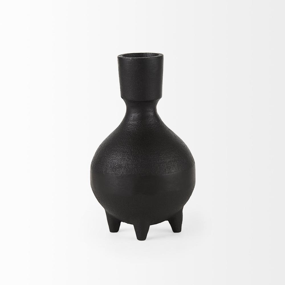 Black Matte Metal Italian Inspired Vase Black. Picture 2
