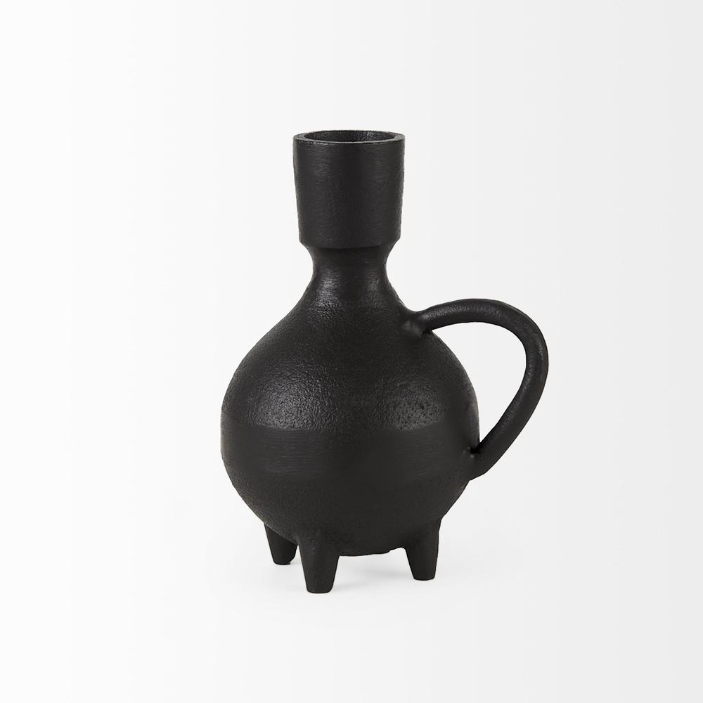 Black Matte Metal Italian Inspired Vase Black. Picture 3