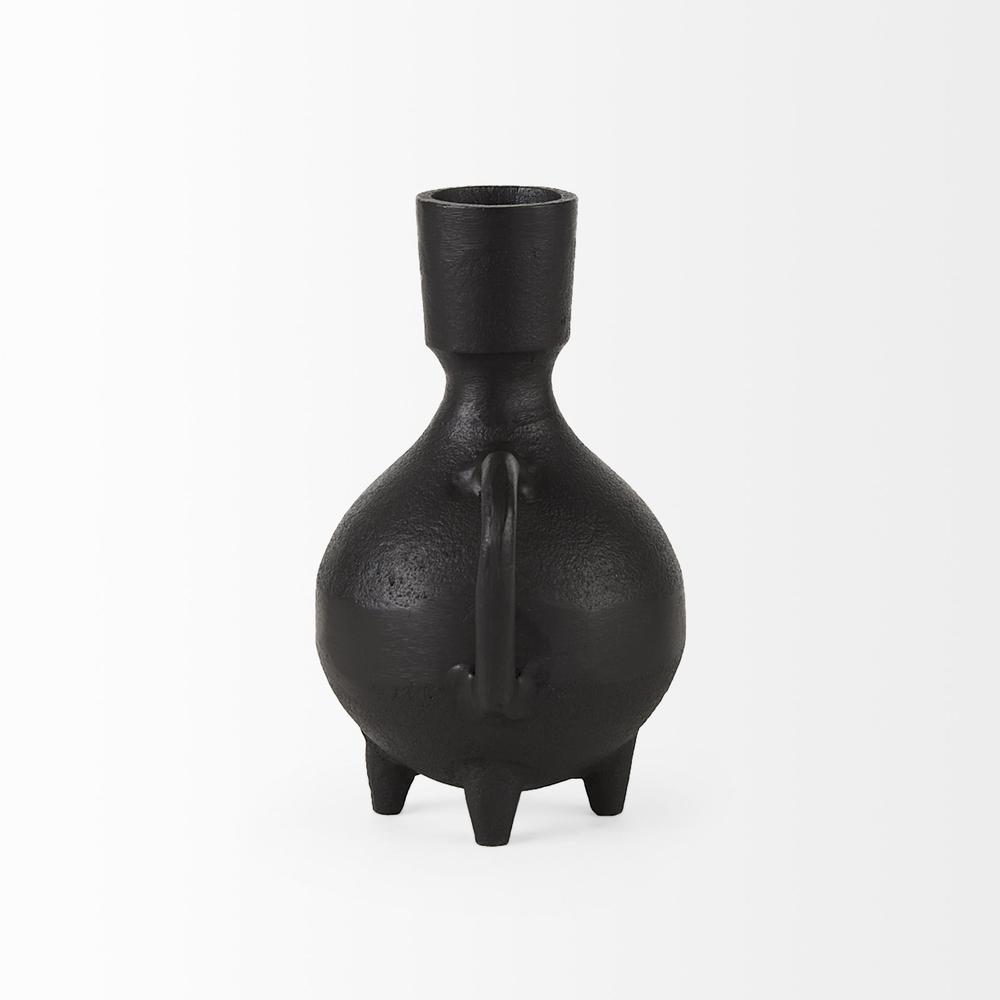 Black Matte Metal Italian Inspired Vase Black. Picture 4