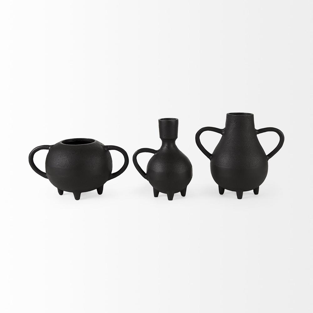 Black Matte Metal Italian Inspired Vase Black. Picture 5