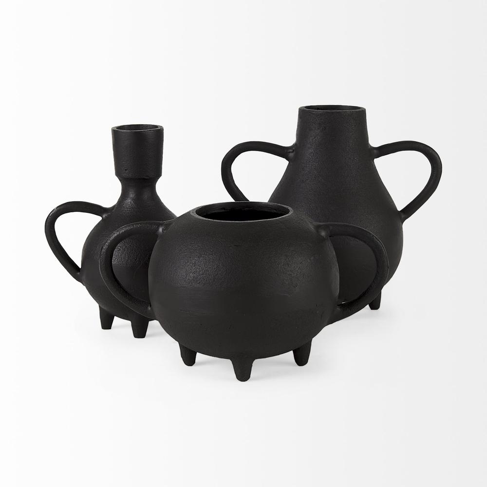 Black Matte Metal Italian Inspired Vase Black. Picture 6