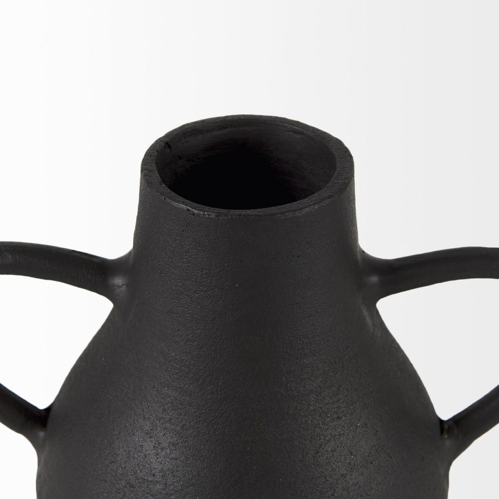 Black Matte Metal Two Handle Vase Black. Picture 7