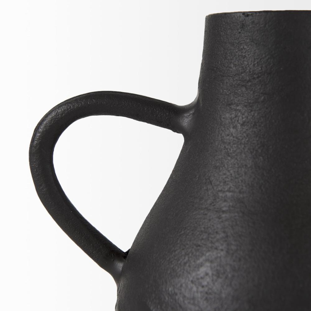 Black Matte Metal Two Handle Vase Black. Picture 8