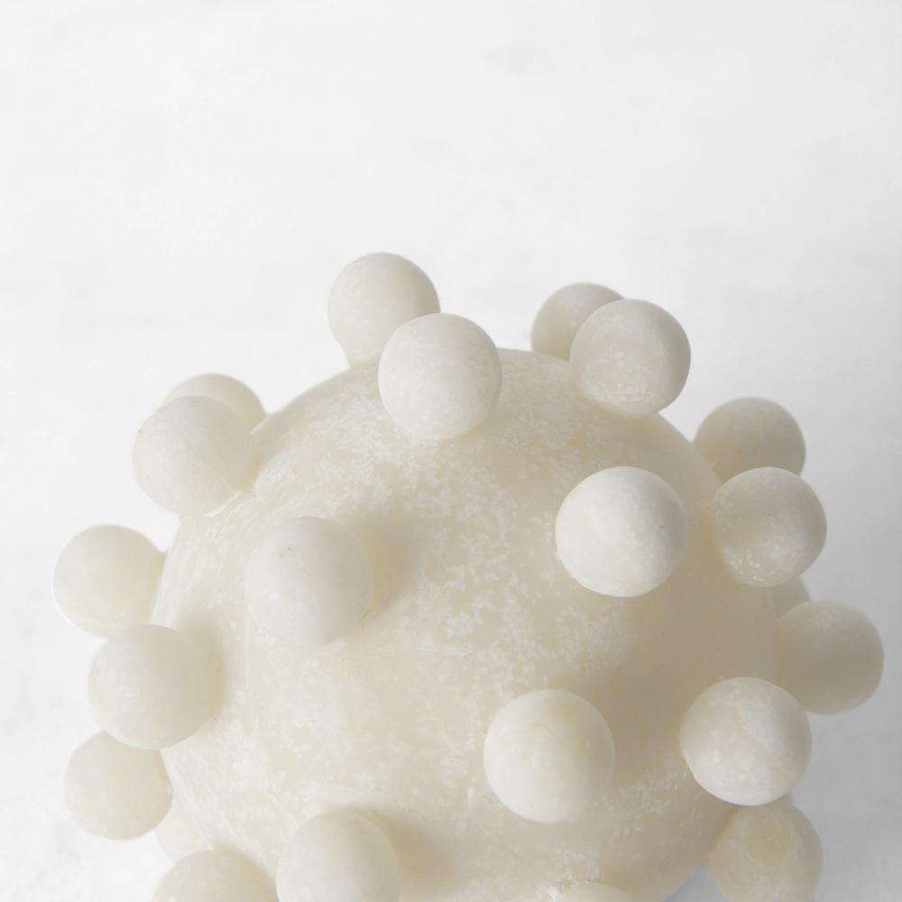 5" Ivory Knobby Nubs Resin Sphere White. Picture 4