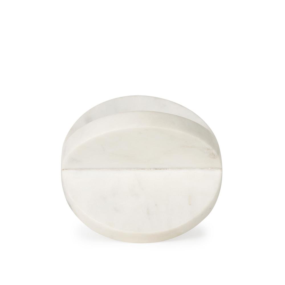 Petite White Marble Circular Sculpture White. Picture 3