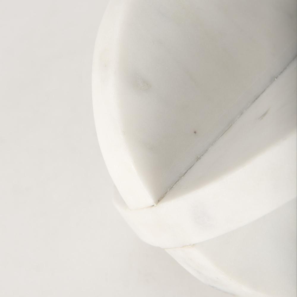 Petite White Marble Circular Sculpture White. Picture 8