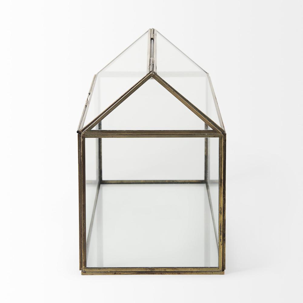 Modern Rustic Gold Metal and Glass Terrarium. Picture 3