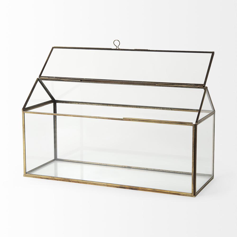 Modern Rustic Gold Metal and Glass Terrarium. Picture 5