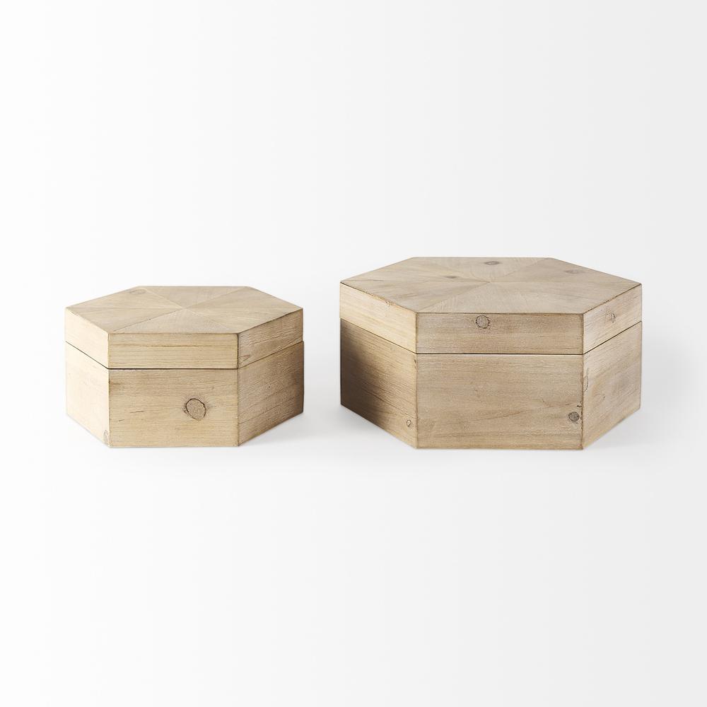 Set of Two Hexagonal Wooden Boxes. Picture 2