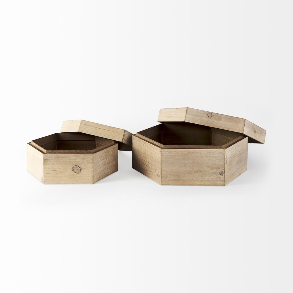 Set of Two Hexagonal Wooden Boxes. Picture 3