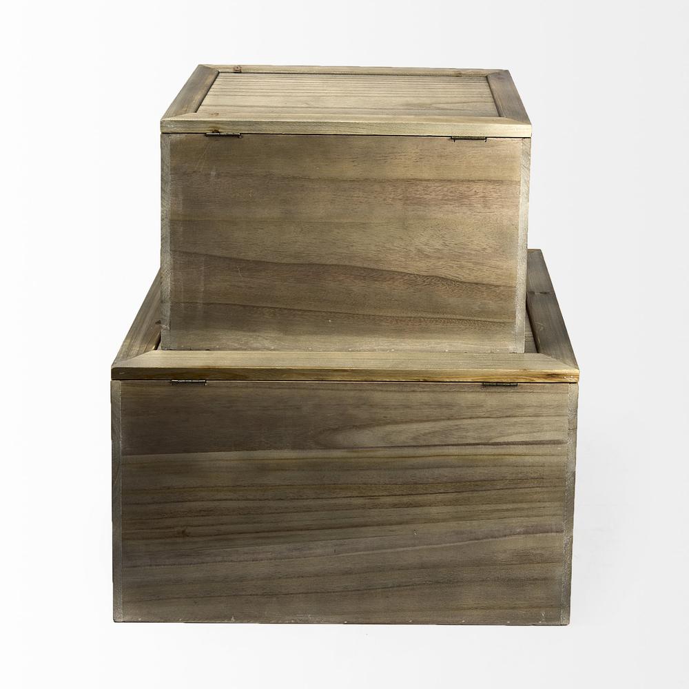 Set of Two Wood and Cane Storage Boxes. Picture 4