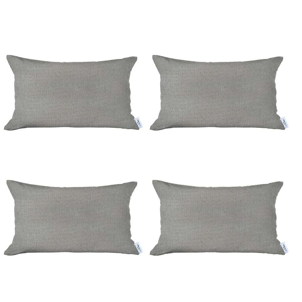 Set of 4 Cream Jacquard Lumbar Pillow Covers Multi. Picture 2