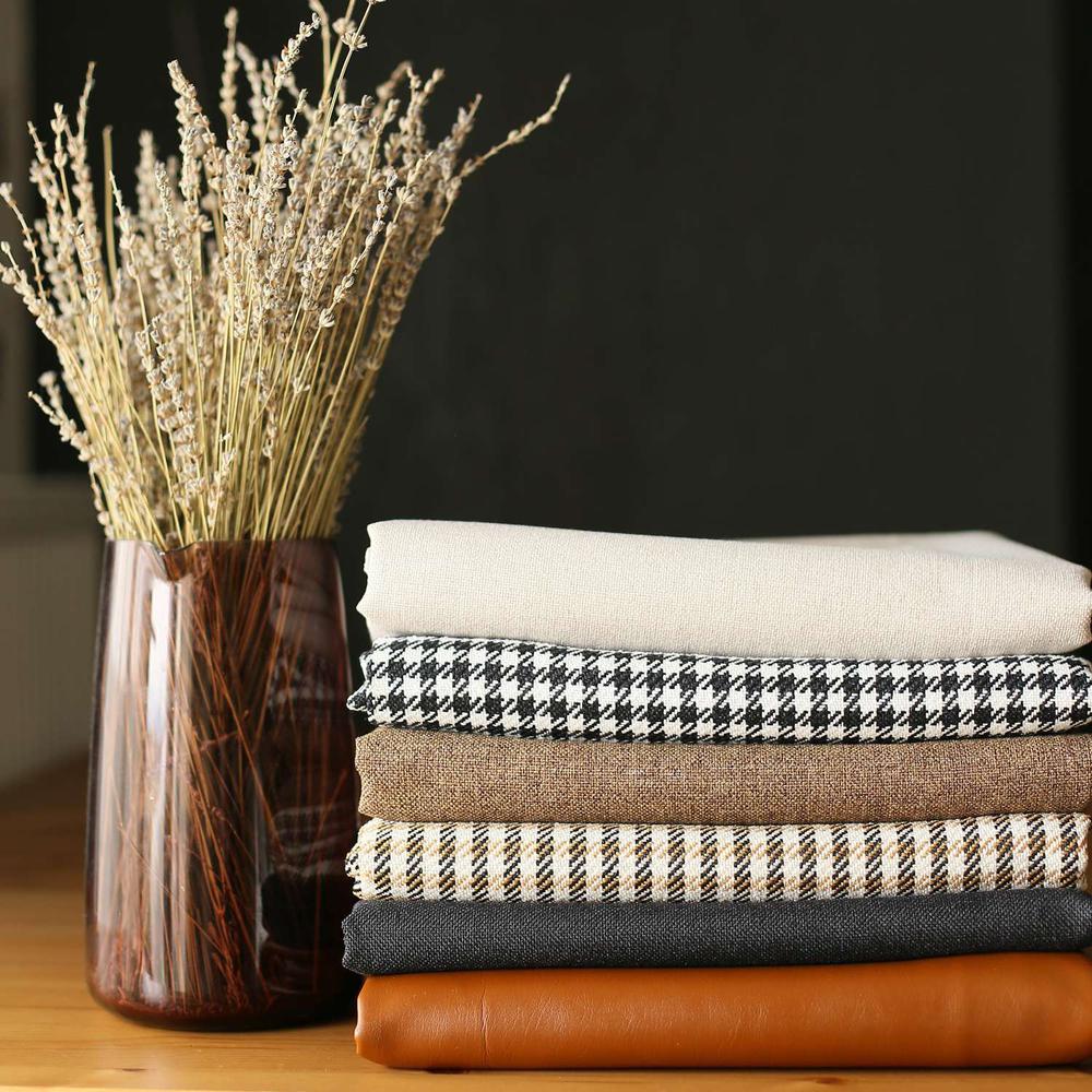 Set of 4 Houndstooth Brown Faux Leather Pillow Covers Multi. Picture 4