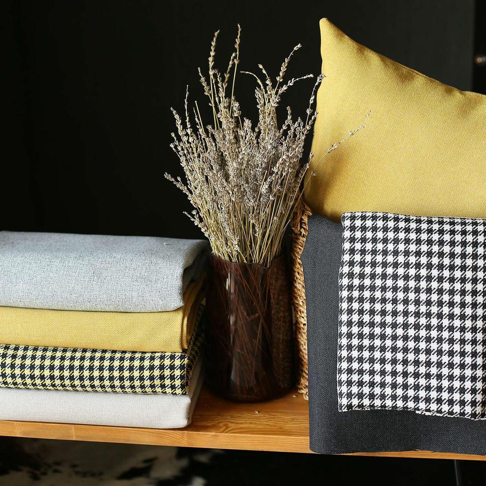 Set of 4 Black and Yellow Houndstooth Pillow Covers Multi. Picture 5