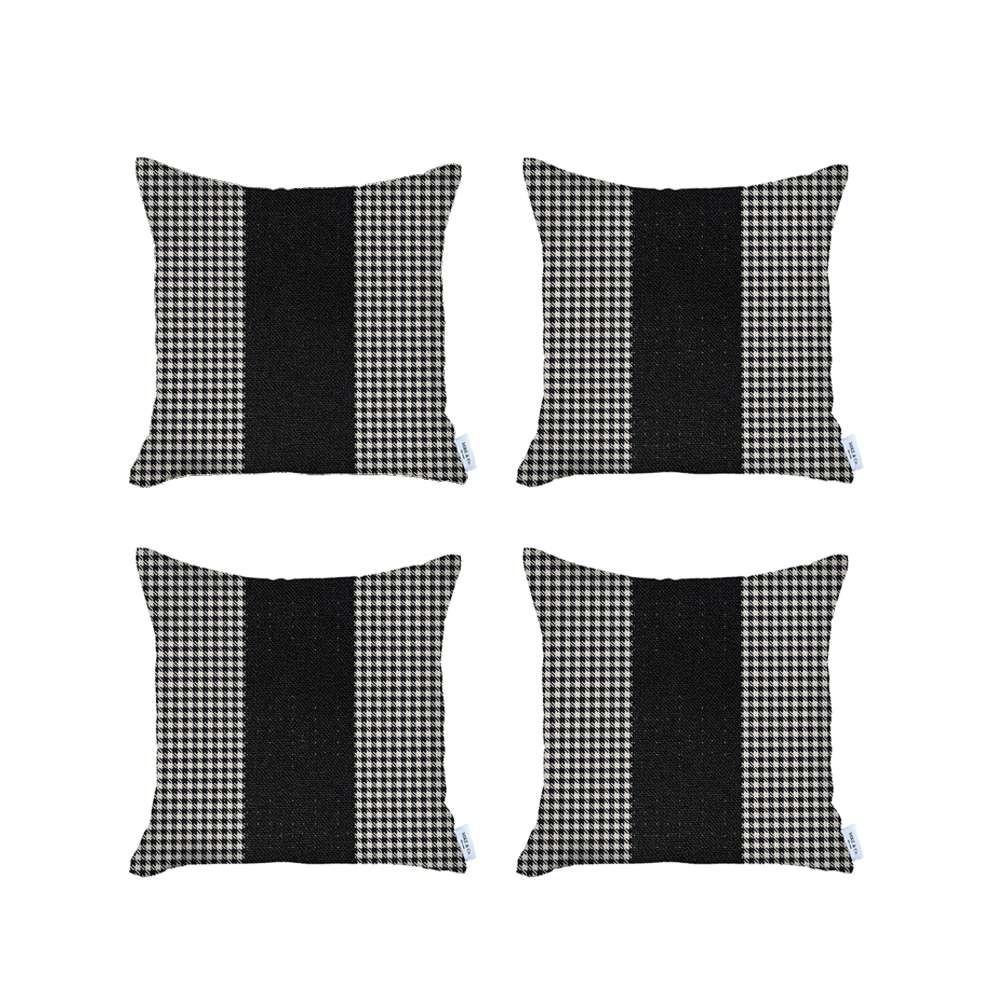 Set of 4 Black Houndstooth Pillow Covers - Multi. Picture 2