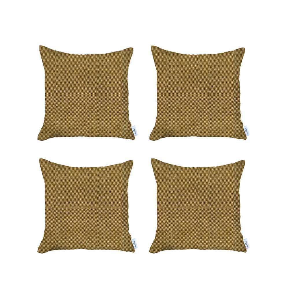 Set of 4 Yellow Textured Pillow Covers Multi. Picture 2