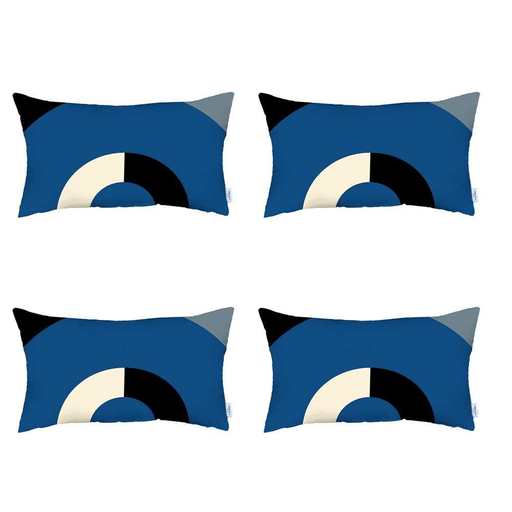 Set of 4 Blue Modern Lumbar Pillow Covers Multi. Picture 2