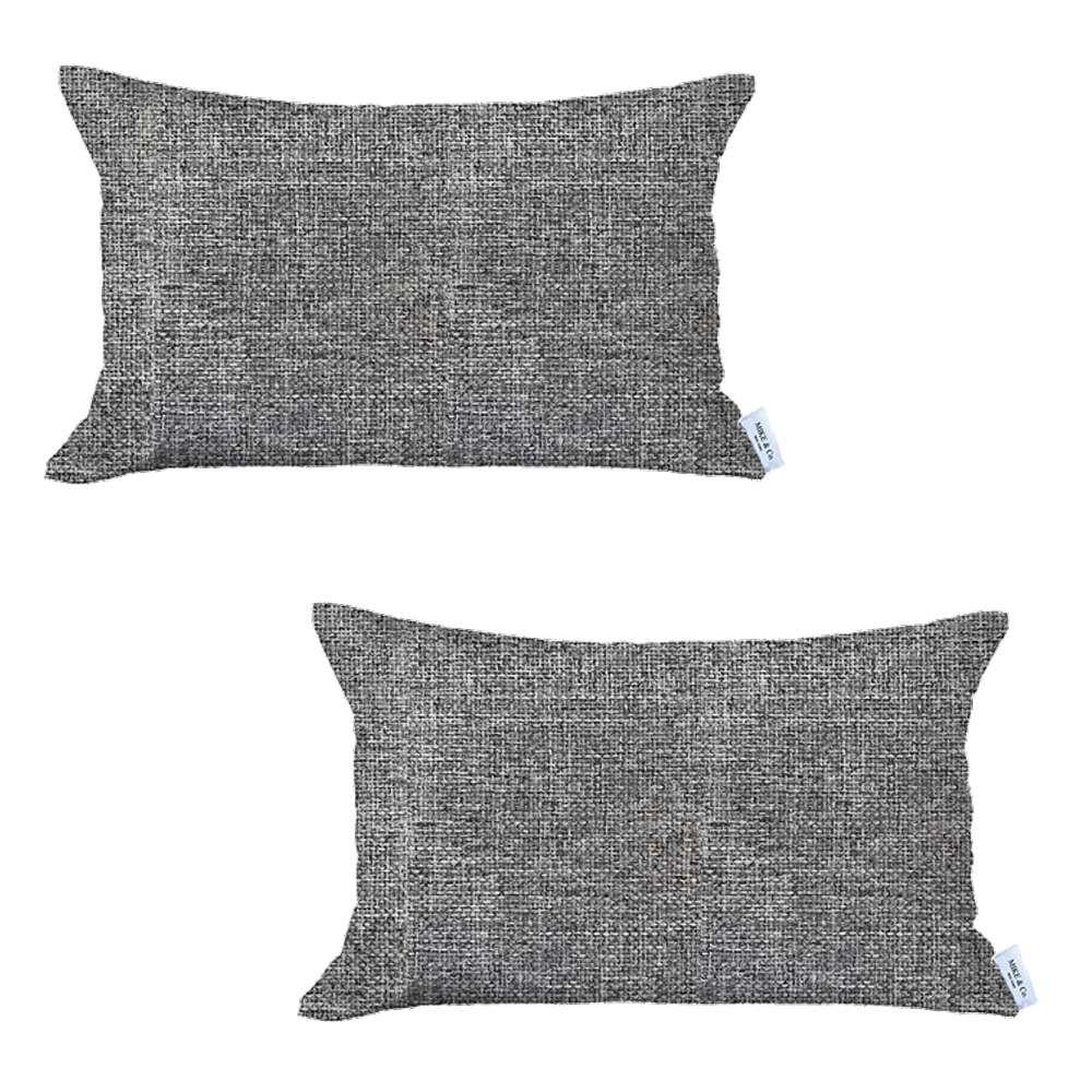 Set of 2 Ivory Solid Lumbar Pillow Covers Multi. Picture 2
