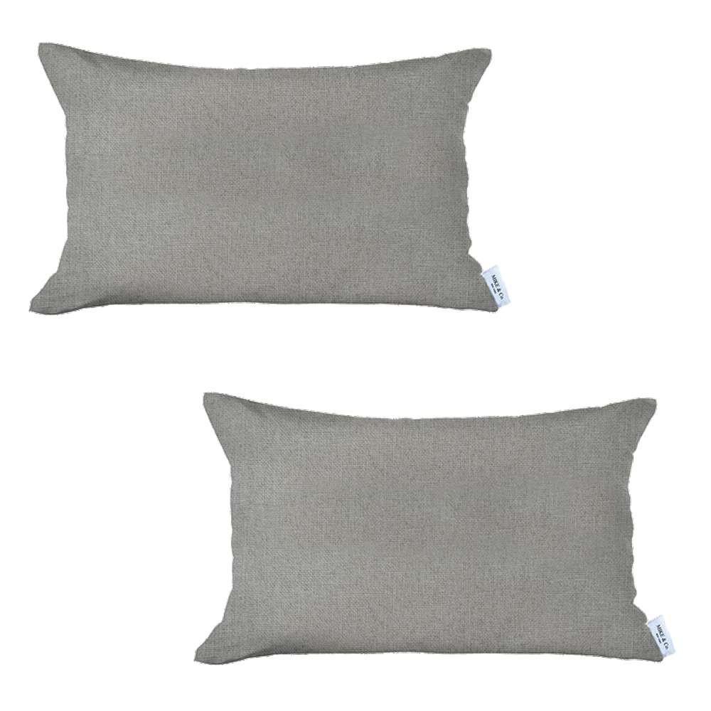 Set of 2 White Solid Lumbar Pillow Covers Multi. Picture 2