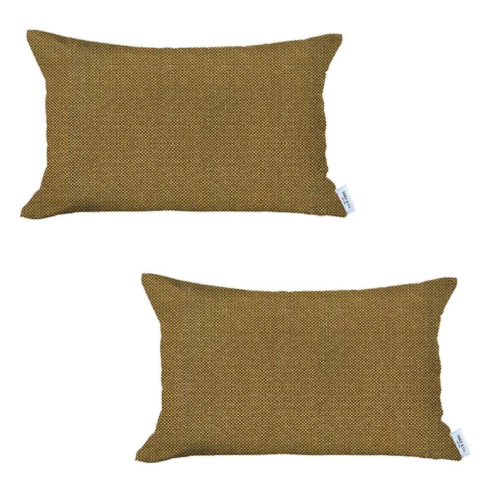 Set of 2 Yellow Solid Lumbar Pillow Covers Multi. Picture 2