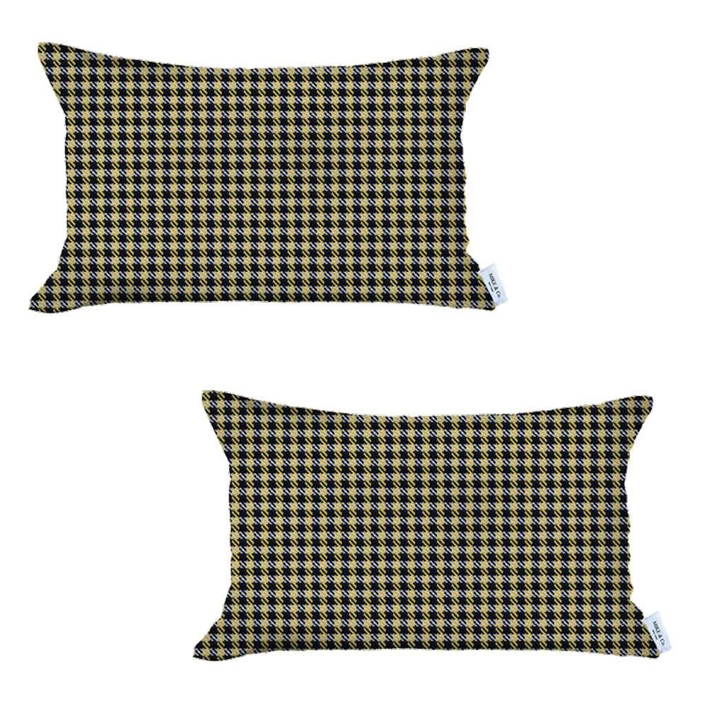 Set of 2 Yellow Houndstooth Lumbar Pillow Covers Multi. Picture 2