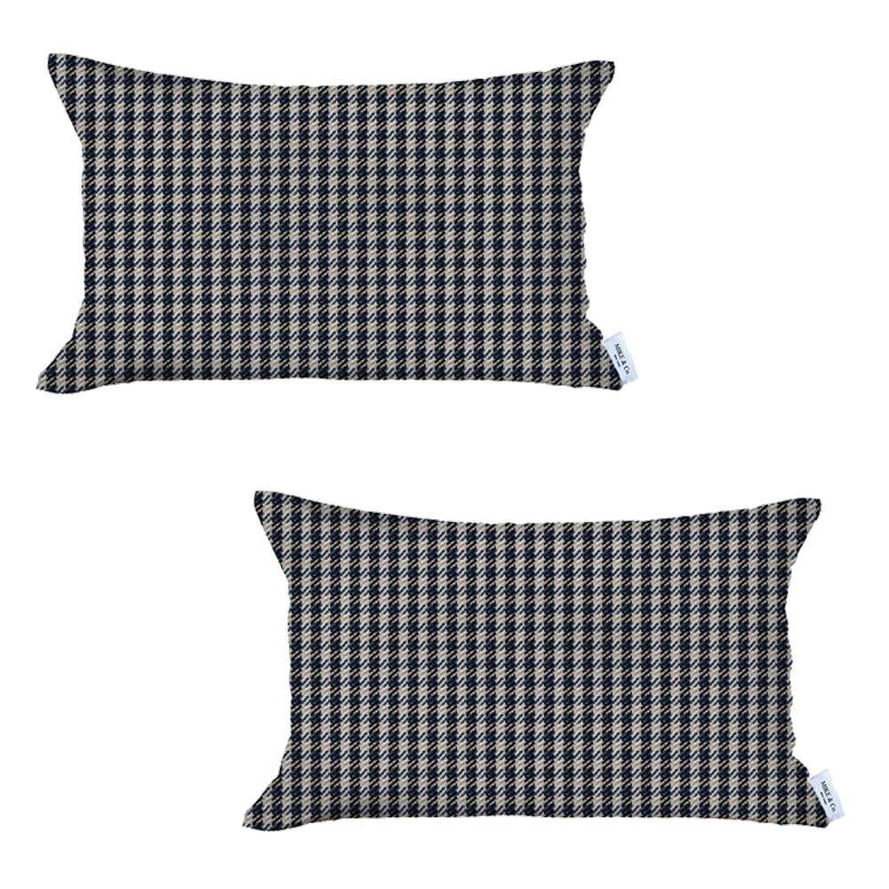 Set of 2 Gray Houndstooth Lumbar Pillow Covers Multi. Picture 2