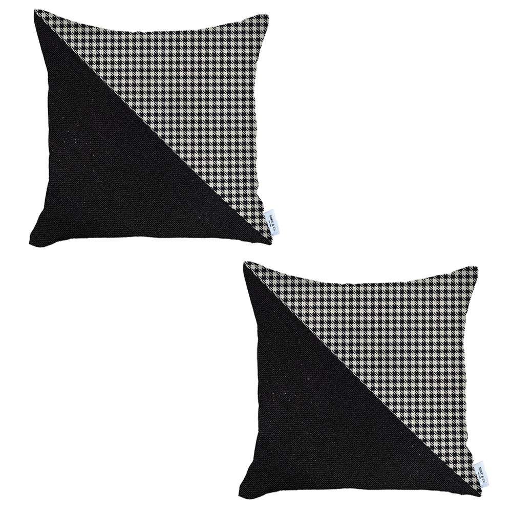 Set of 2 Black Houndstooth Pillow Covers - Multi. Picture 2