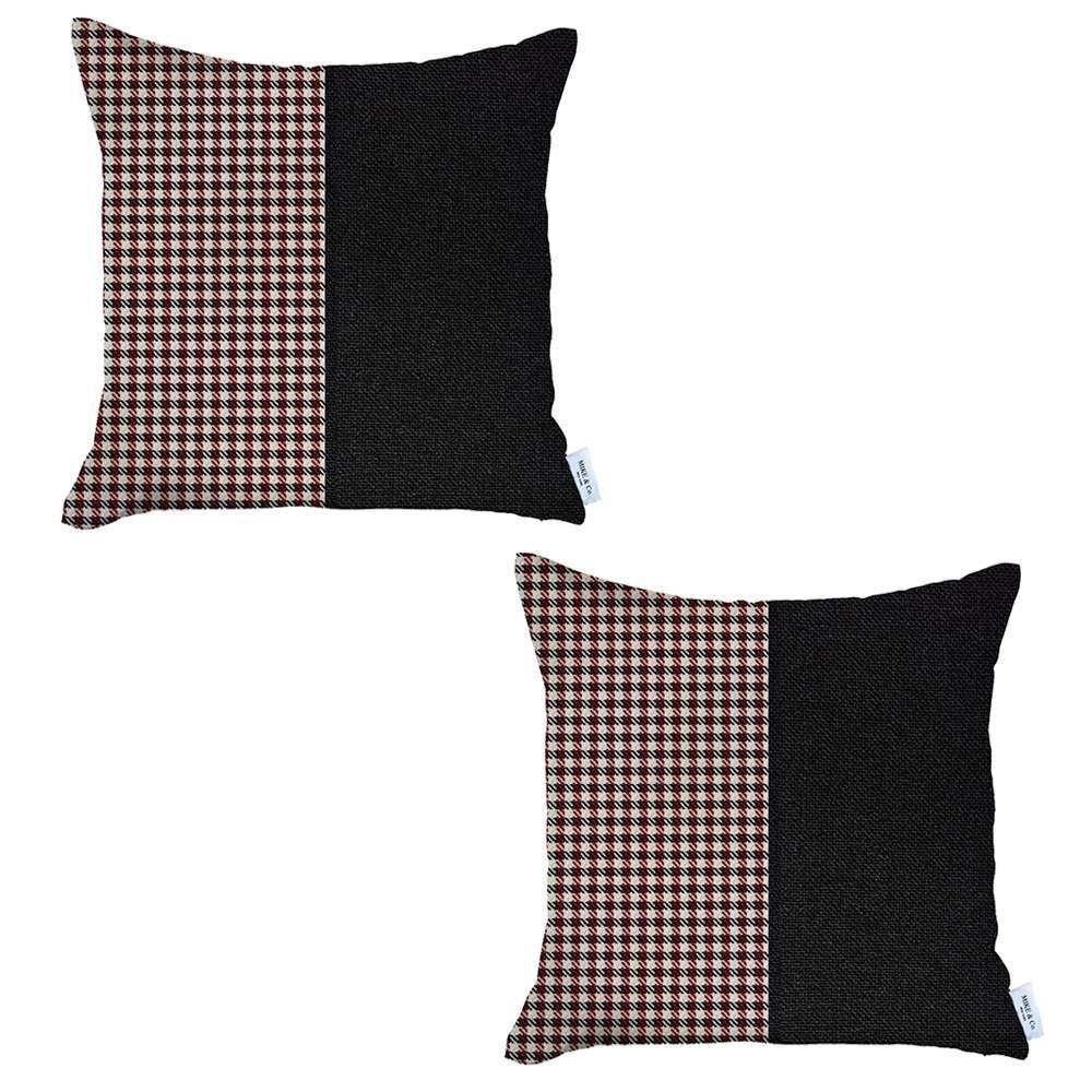 Set of 2 Black Faux Leather Pillow Covers Multi. Picture 2
