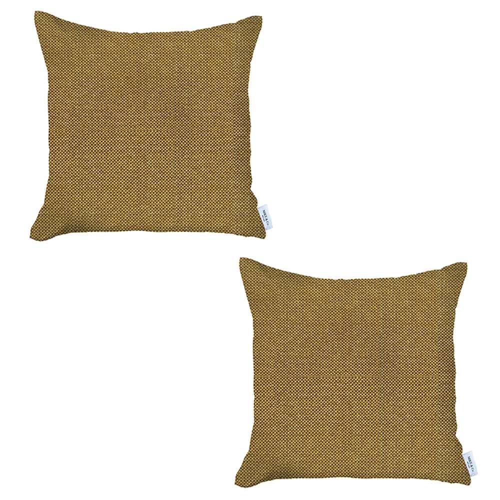 Set of 2 Yellow Textured Pillow Covers Multi. Picture 2