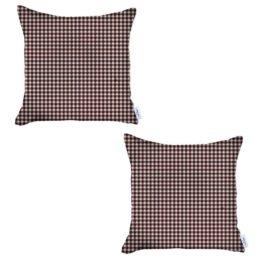 Set of 2 Red Houndstooth Pillow Covers Multi. Picture 2