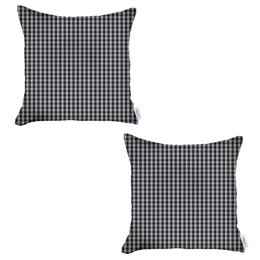 Set of 2 Blue Houndstooth Pillow Covers Multi. Picture 2