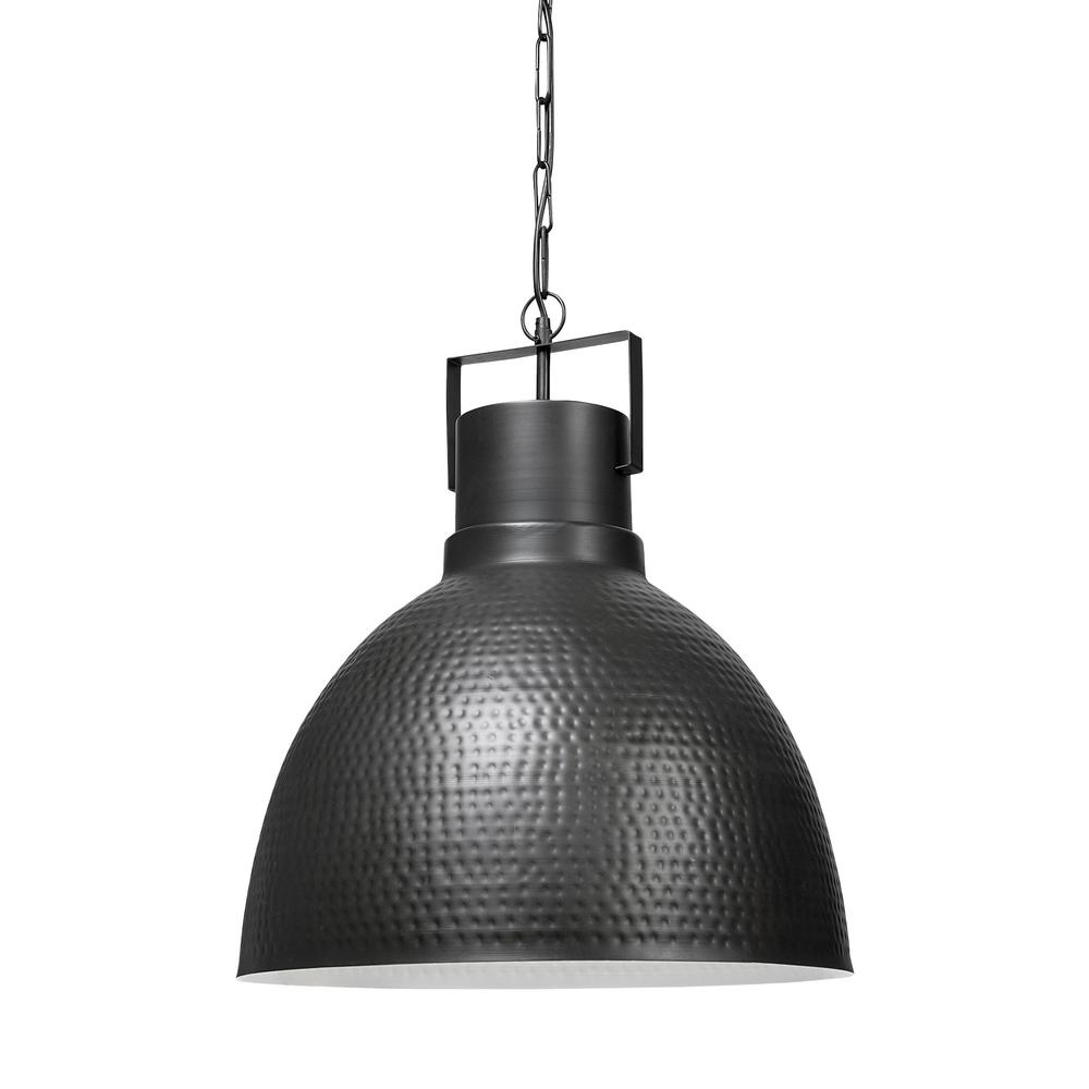 Hammered Gray Metal Pendant Hanging Light Black. Picture 1