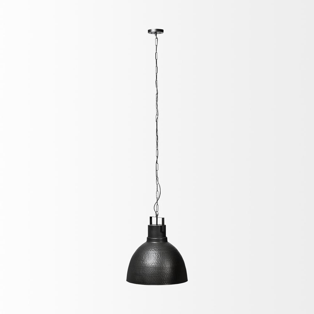 Hammered Gray Metal Pendant Hanging Light Black. Picture 2