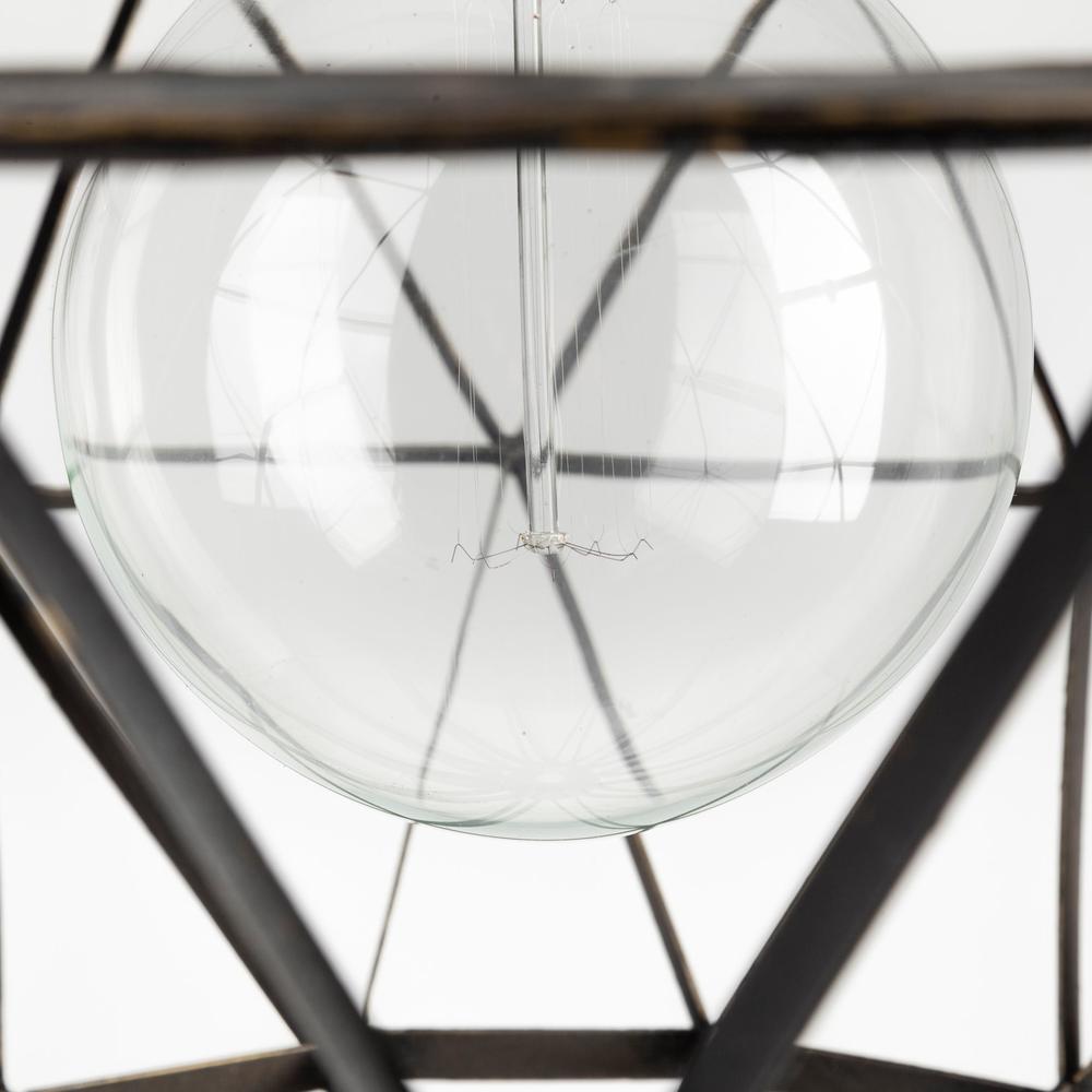 Black Metal Geometric Globe Hanging Light Black. Picture 6