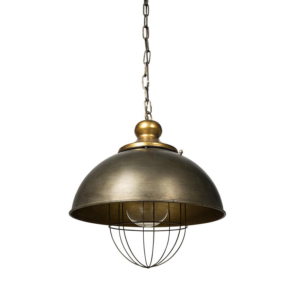Rustic Gold Ton Metal Dome Hanging Light Copper. Picture 1