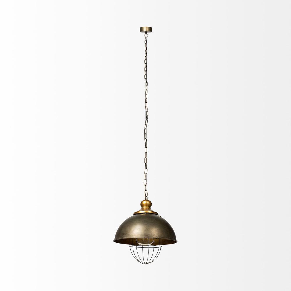 Rustic Gold Ton Metal Dome Hanging Light Copper. Picture 2