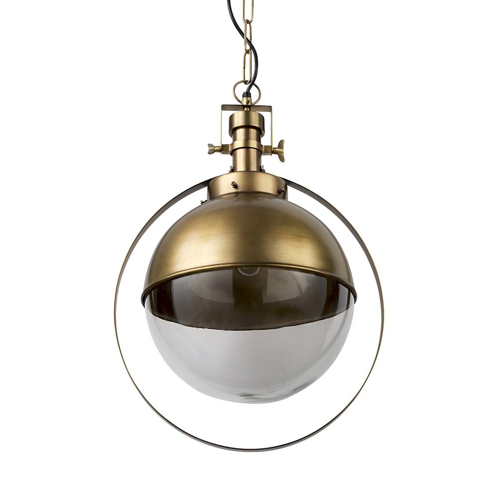 Gold Metal Sphere Pendant Hanging Light Copper. Picture 1