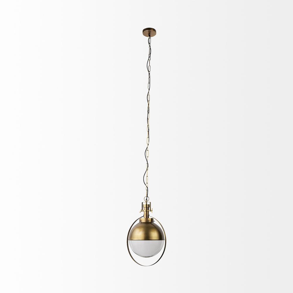 Gold Metal Sphere Pendant Hanging Light Copper. Picture 2