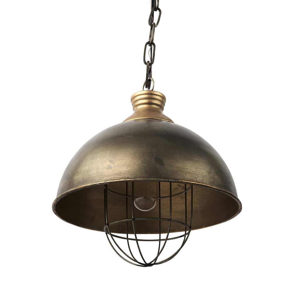Distressed Bronze Metal Dome Hanging Light Copper. Picture 1