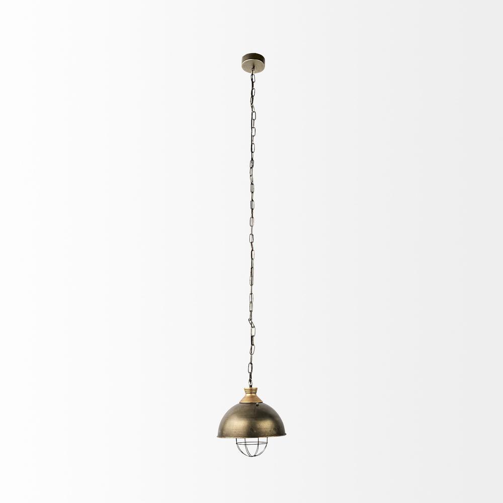 Distressed Bronze Metal Dome Hanging Light Copper. Picture 2