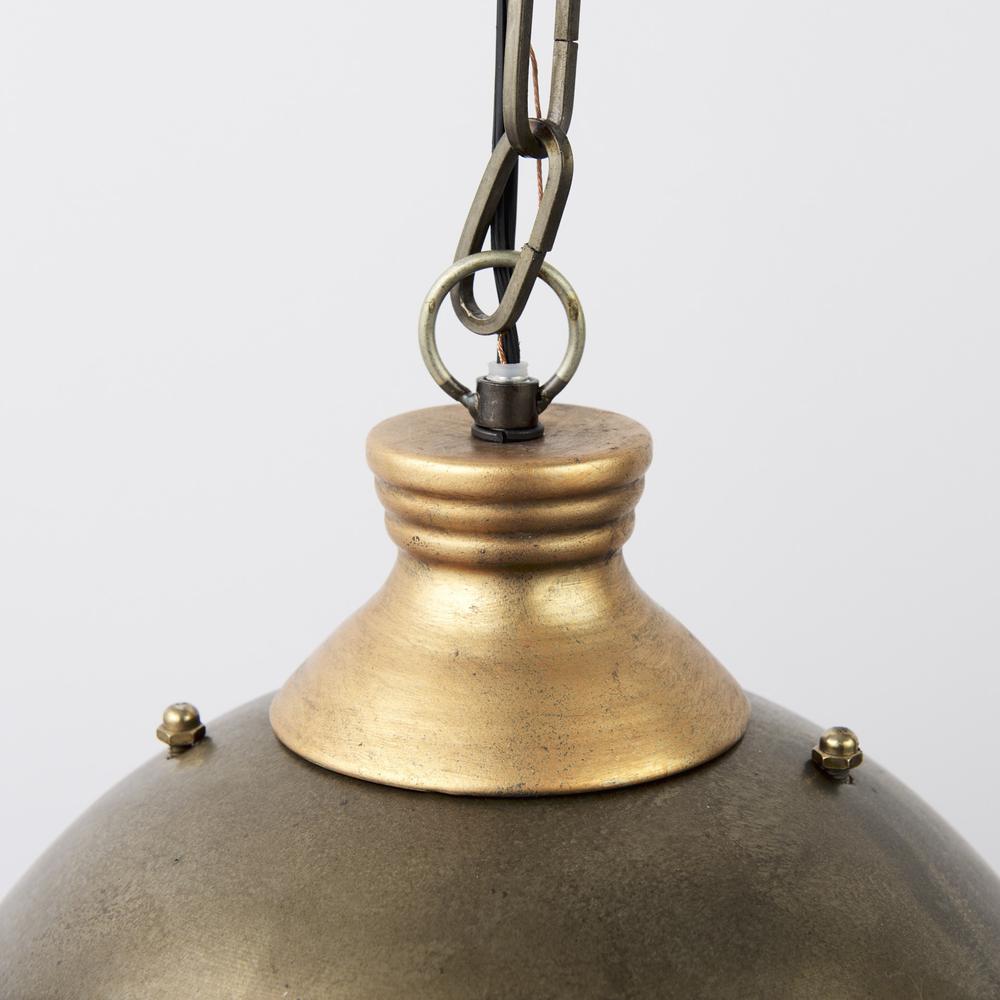 Distressed Bronze Metal Dome Hanging Light Copper. Picture 5