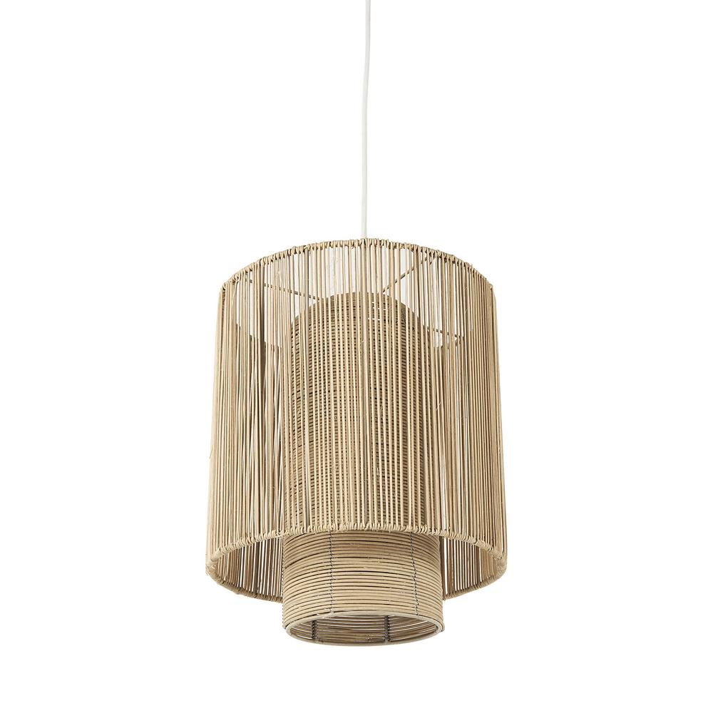 Natural Cane Cylindrical Hanging Pendant Light Brown. Picture 1