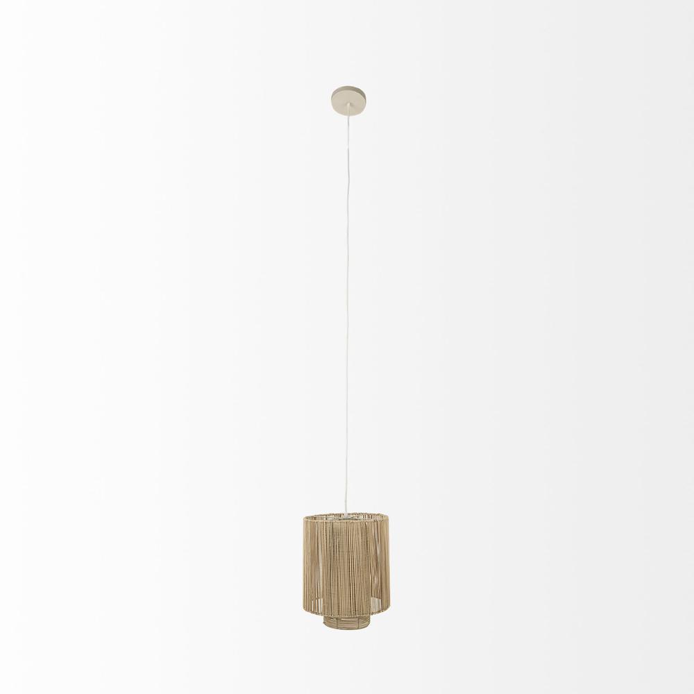 Natural Cane Cylindrical Hanging Pendant Light Brown. Picture 2