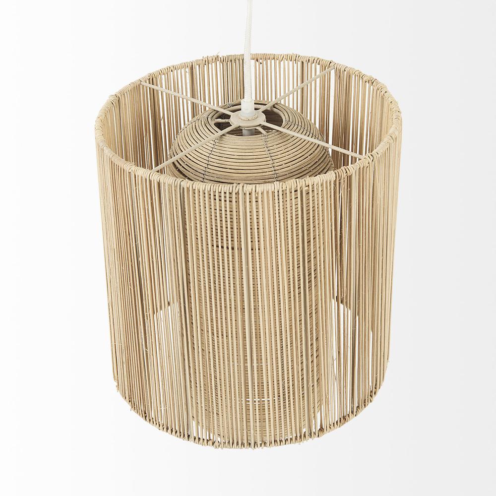 Natural Cane Cylindrical Hanging Pendant Light Brown. Picture 5