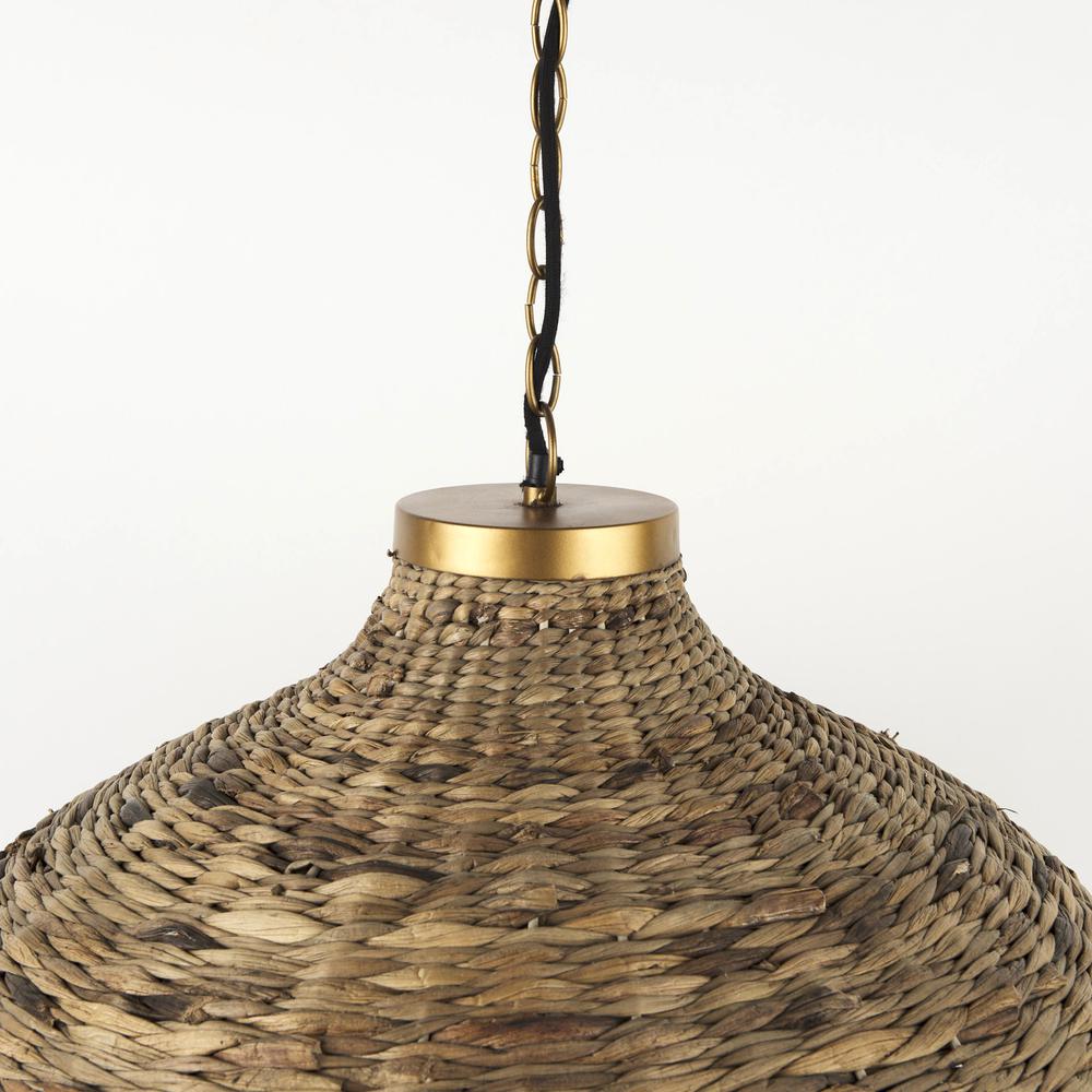 Brown Wicker Domed Hanging Pendant Light Brown. Picture 5